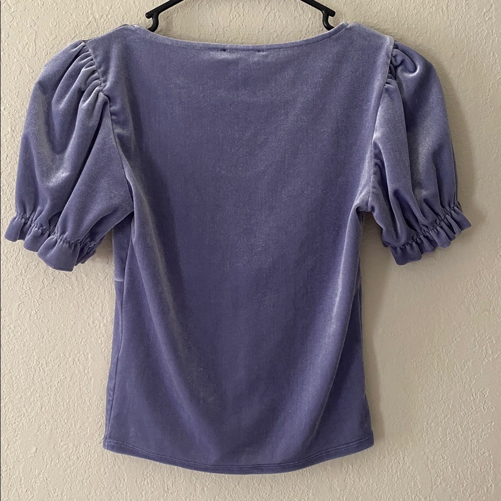 Forever 21 Lilac Velvet Velour Puff Sleeve Crop Top - Picture 7 of 10